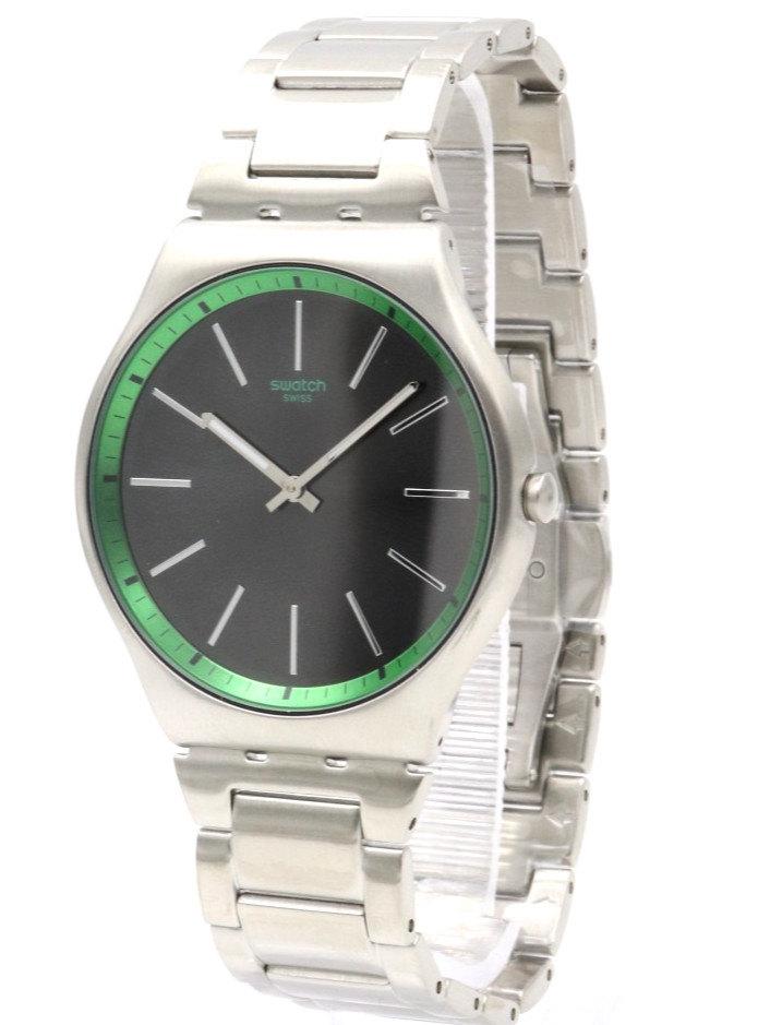 Swiss Swatch Skin Ultra Thin GREEN GRAPHITE Men Steel Watch 42mm SS07S128G $220