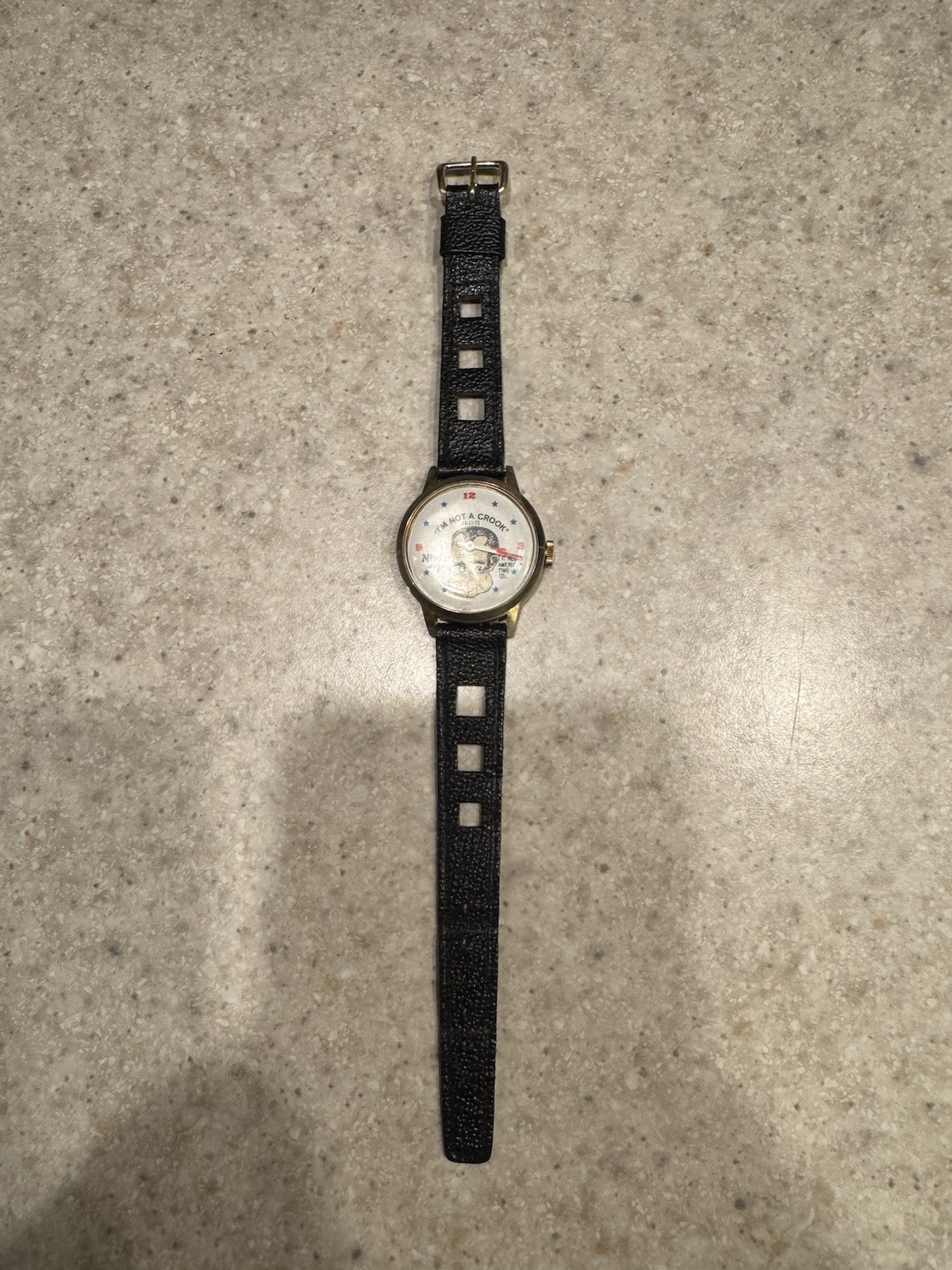 Vintage Richard Nixon “I’m Not A Crook” Novelty Watch NOT RUNNING UNTESTED