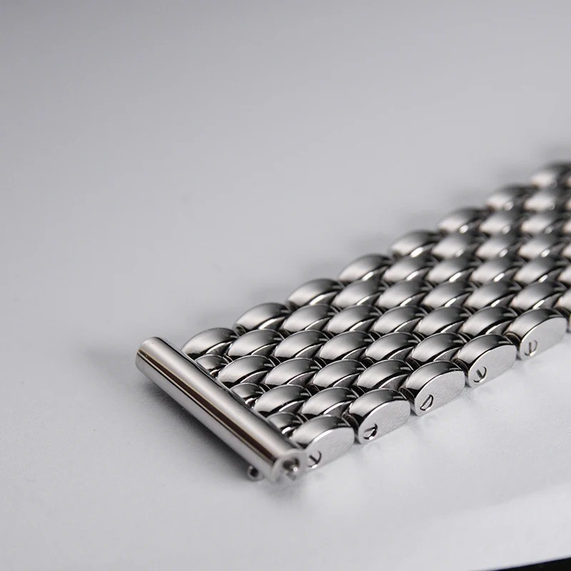 316L Stainless Steel Watch Band Beads of Rice Bracelet 18mm 19mm 20mm Silver