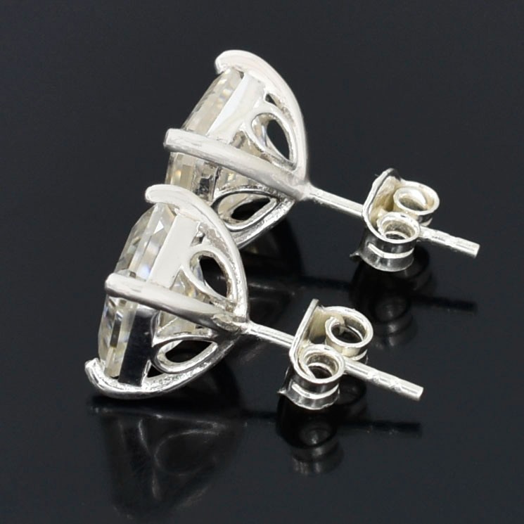 RARE 7 Ct Certified Asscher Cut White Diamond Solitaire Studs-FREE Studs