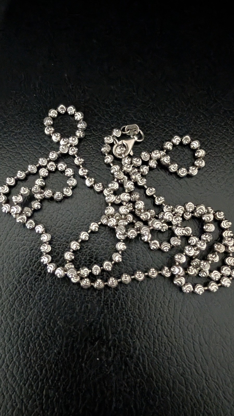 Silver Metal Ball/Bead Chain Necklace with Spring Ring Clasp
