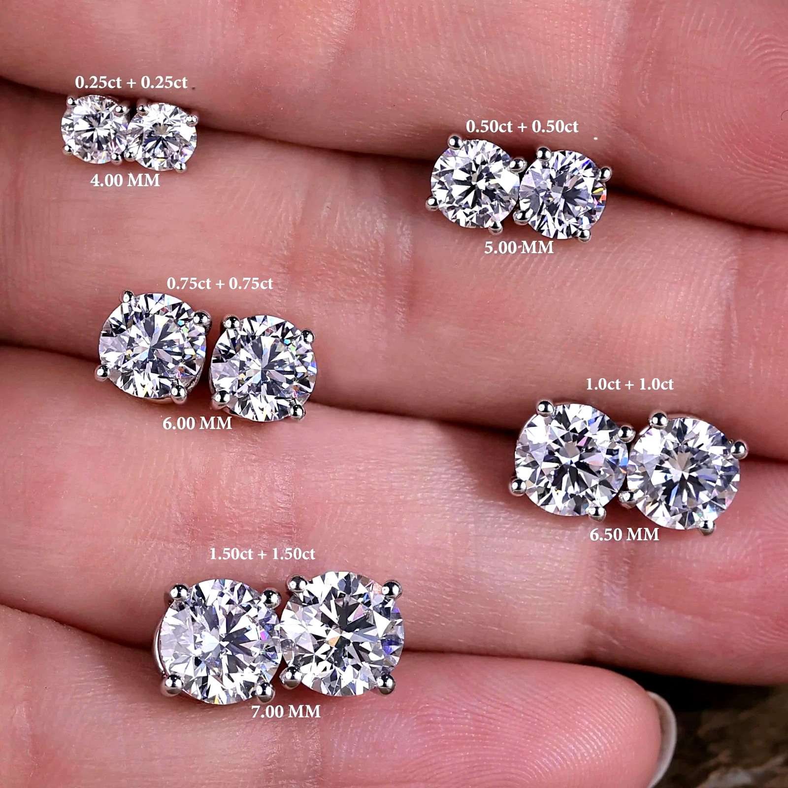 Lab Grown Diamond Stud Earrings 0.50-4CT VS E/F Color 14K Solid Gold for Gift