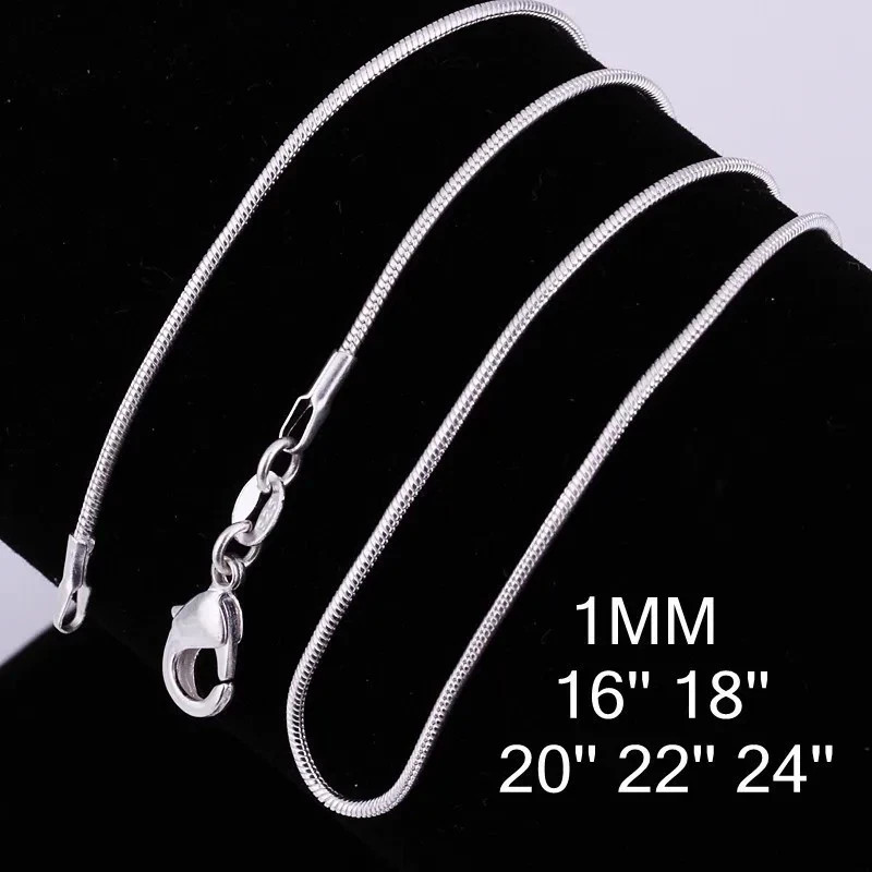 Men&Women’s 925 Sterling Silver Tarnish-Free Italian Snake Chain Necklace 16-24