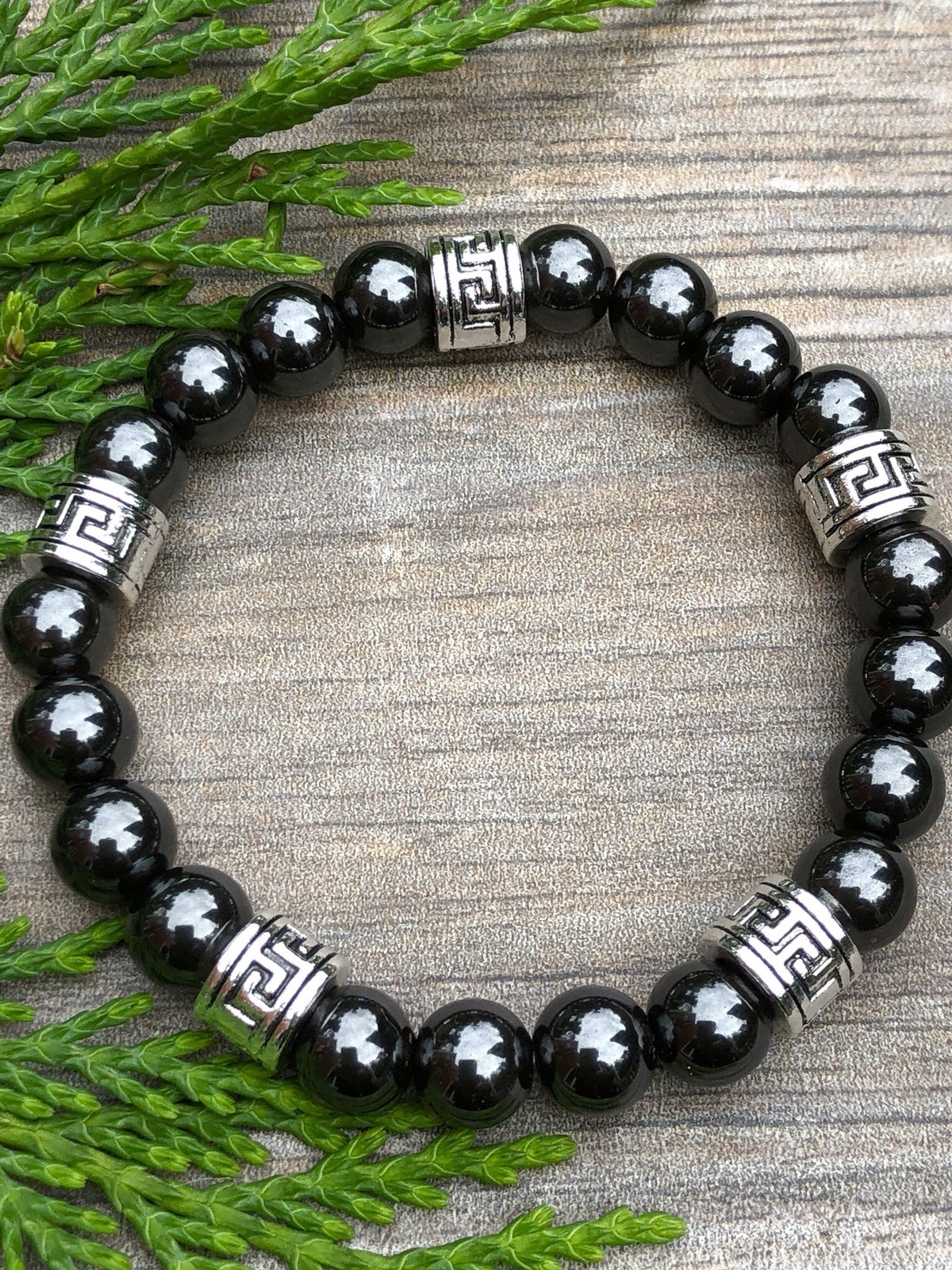 MEN & WOMEN’S UNISEX MAGNETIC HEMATITE THERAPY & GREEK SPACERS BRACELET ALL SIZE