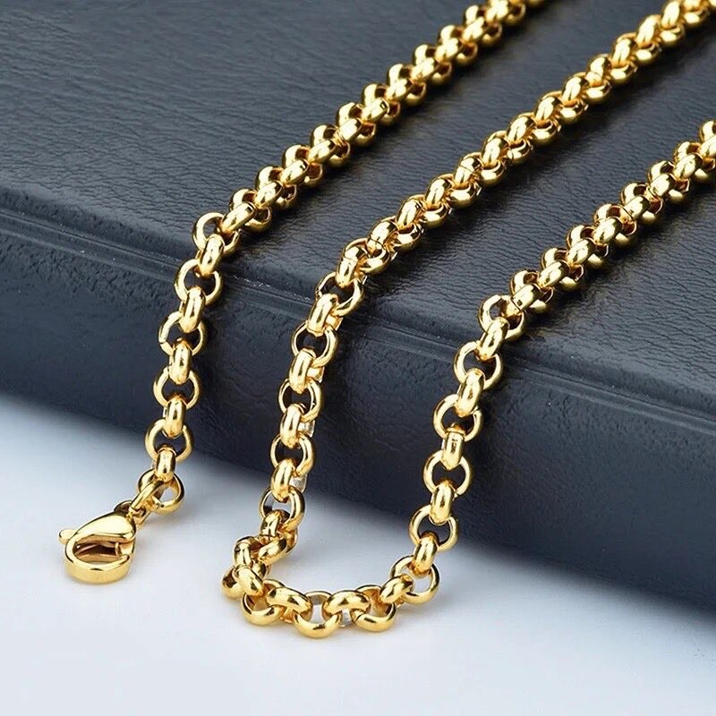Teens Necklace L=40cm =16” Inches Belcher Rolo Necklace 18ct 18k Gold Plated Uk