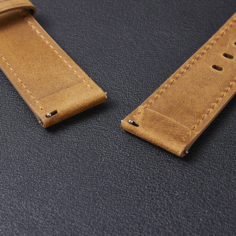 Brushed Genuine Leather Quick Release Watch Band Strap Men’s Pin Buckle 20 22mm