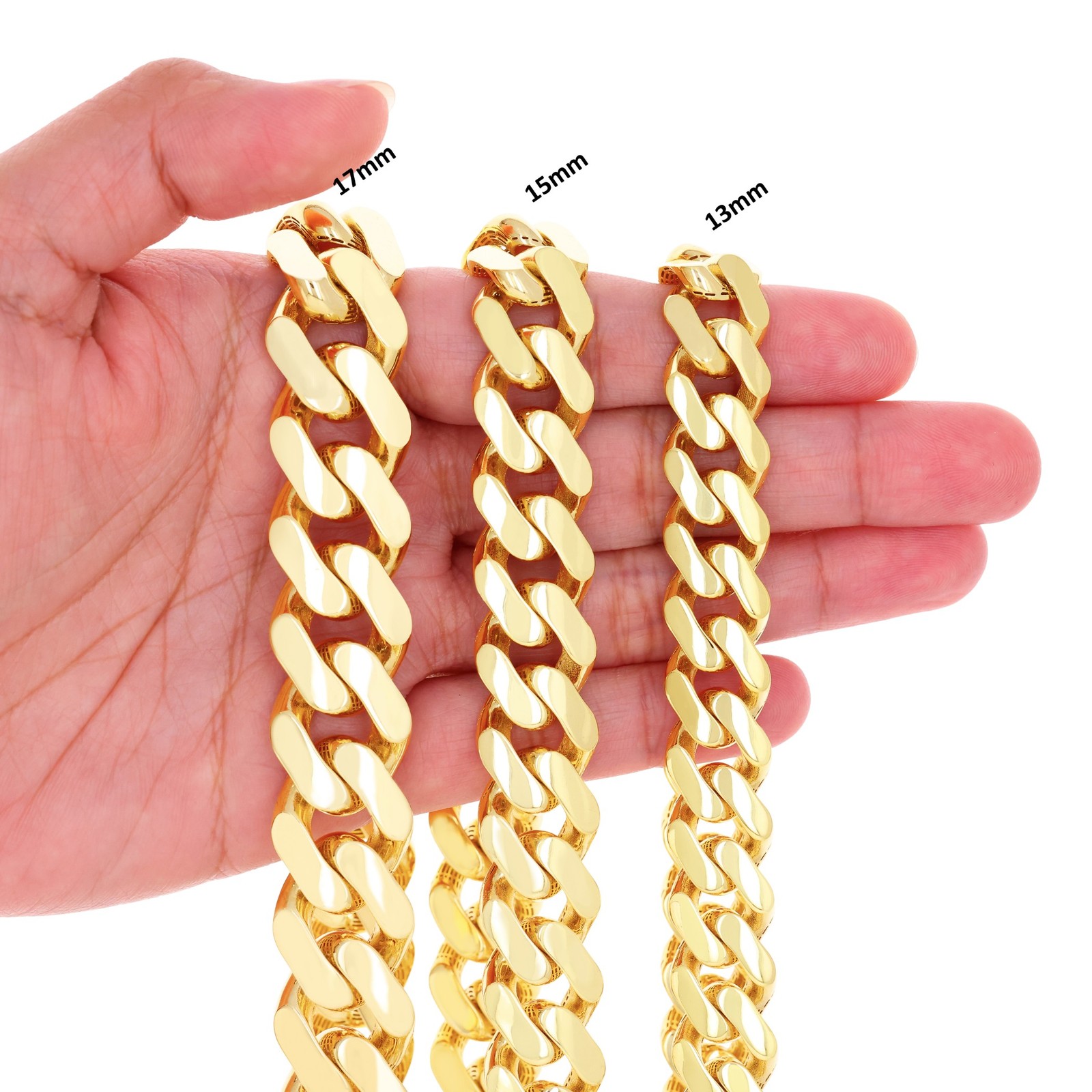 10K Yellow Gold Miami Cuban Royal Monaco Link Chain Necklace 5mm-20mm, 16″- 30″