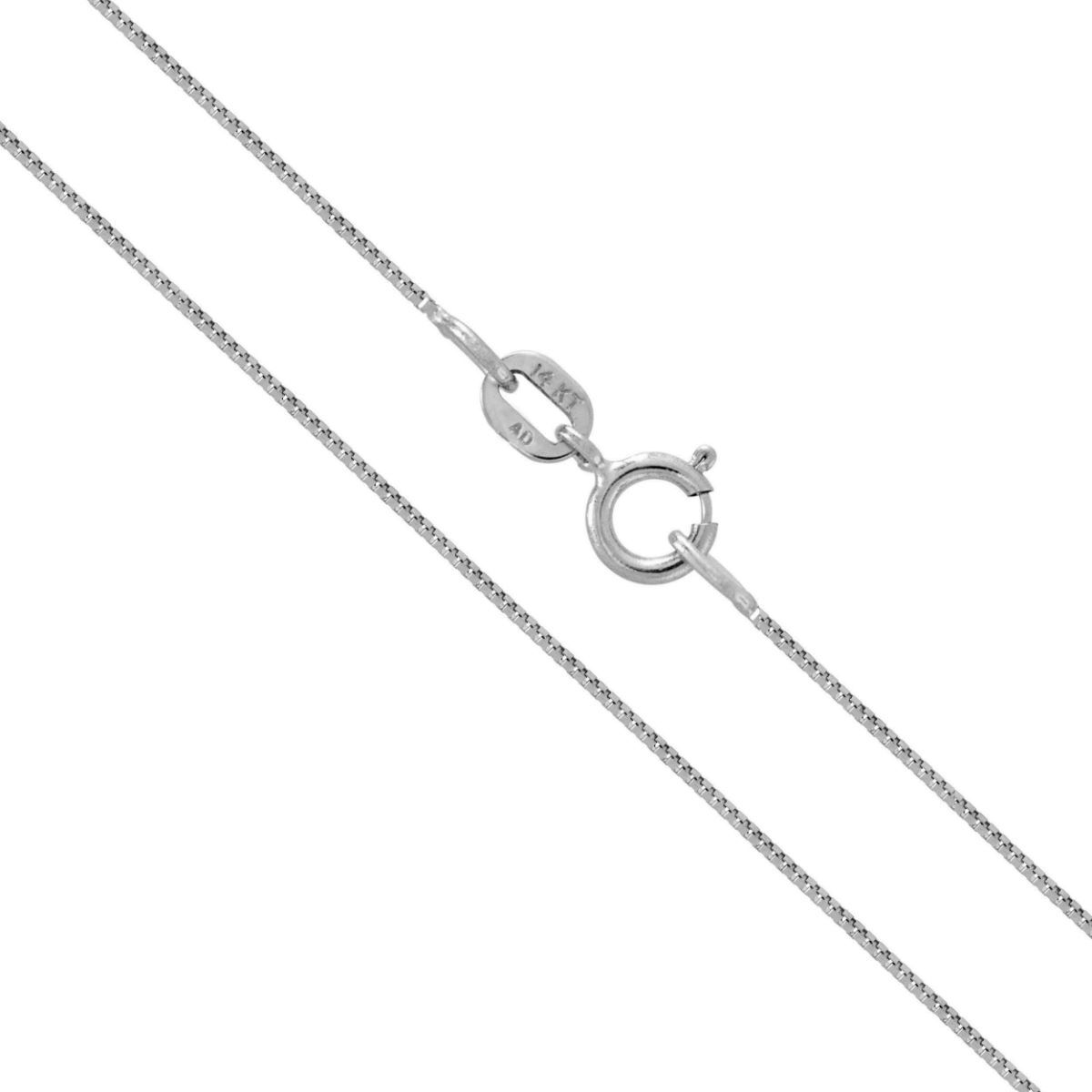 10K Solid White Gold Box Chain 0.6mm 16” 18” 20” 22” 24′ 26” 28” 30”
