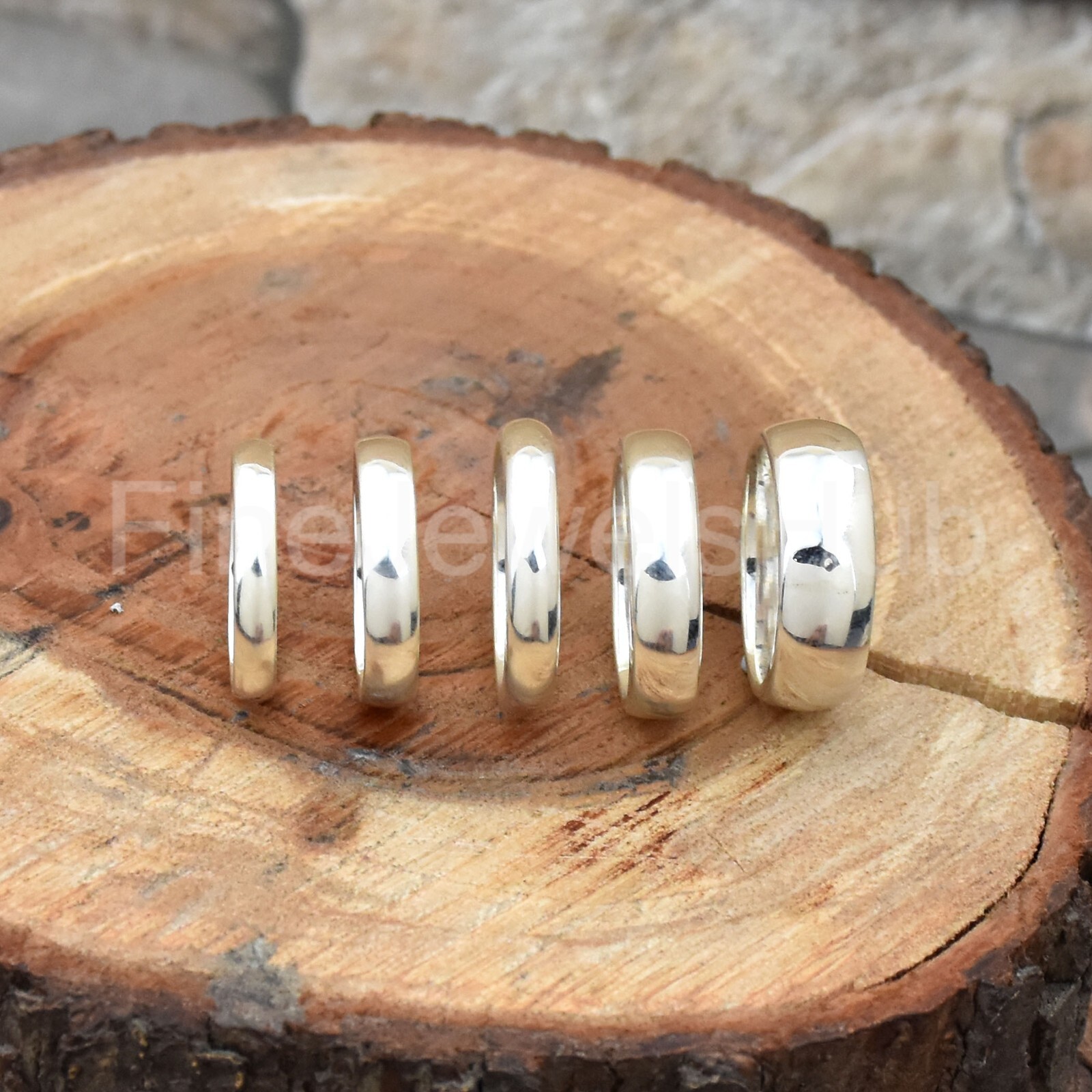 925 Sterling Silver Wedding Dome Band Plain Ring Width 2mm 3mm 4mm 5mm 6mm 8mm