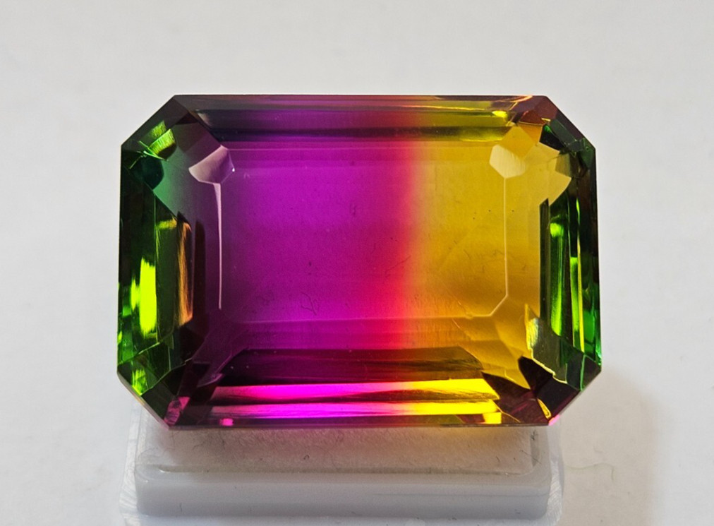 Bi-Colour Natural Tourmaline Emerald Cut 80+ Ct Loose Certified Quality Gemstone