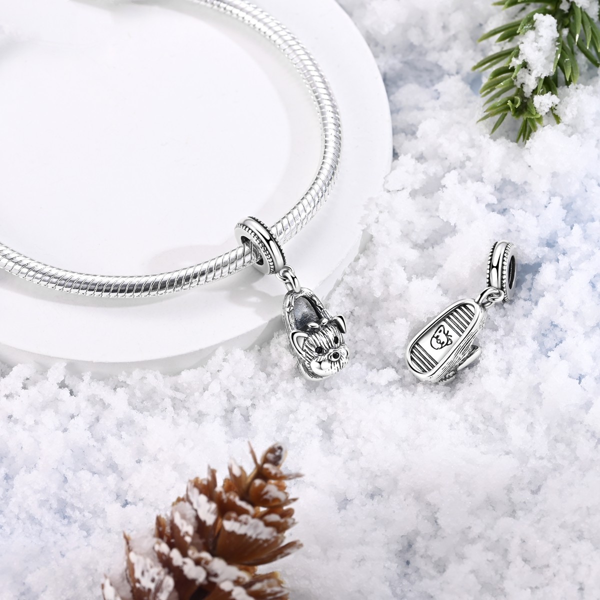 MULA Original 925 Sterling Silver DIY Charm Cute Dog Shoes Pendant fit Bracelet