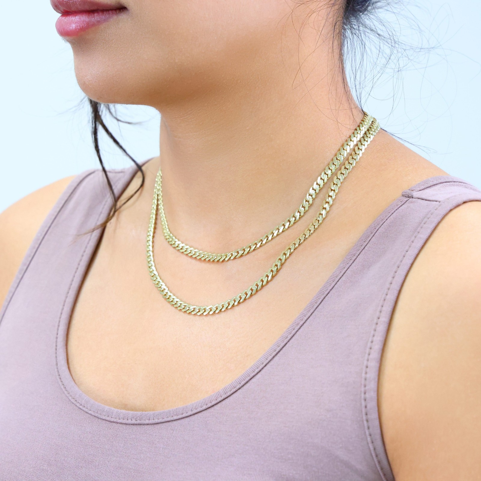 10K Yellow Gold Miami Cuban 5mm Royal Monaco Curb Link Chain Necklace 16″- 26″