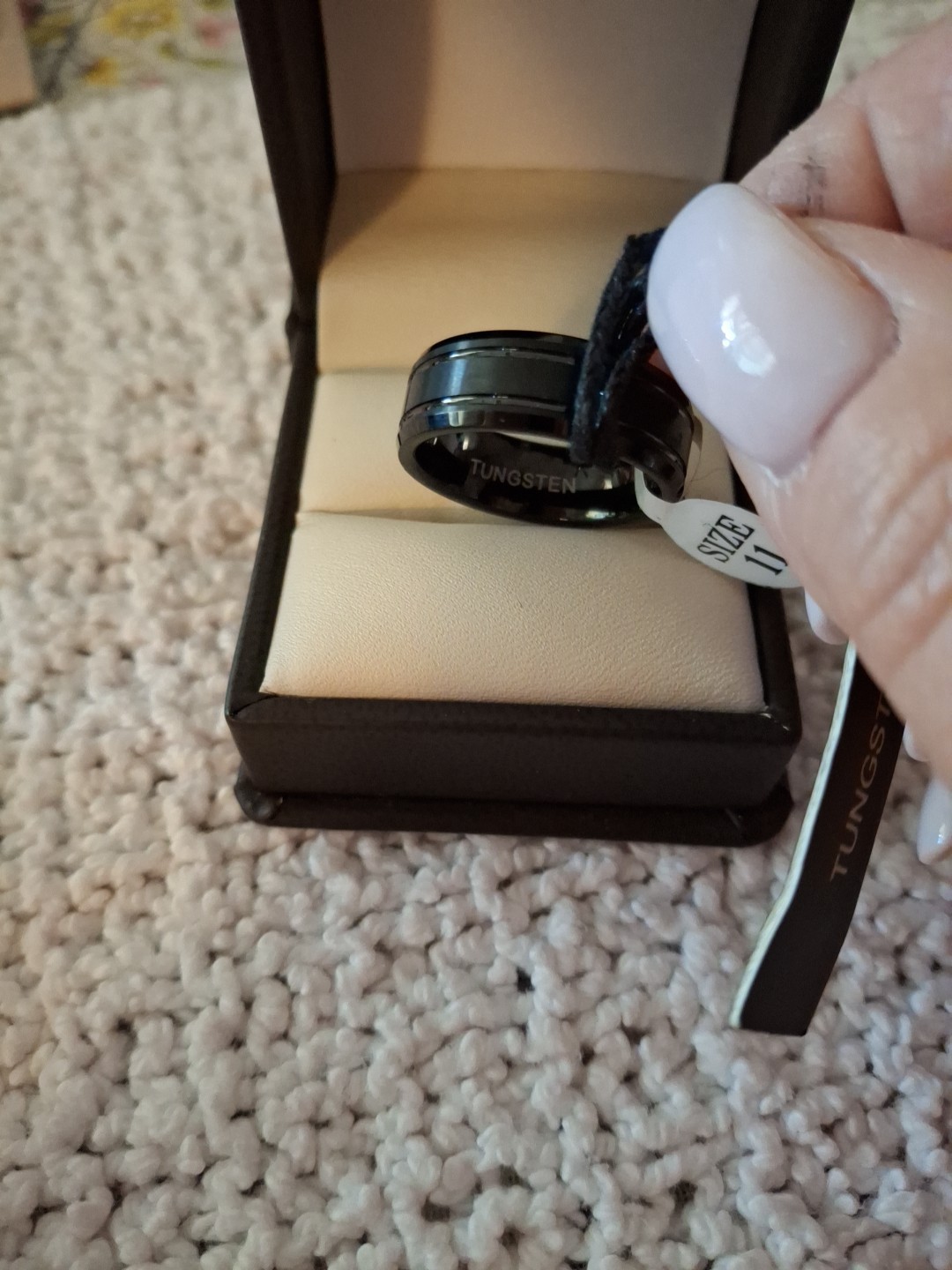 Black Satin & Brushed Finish Tungsten Comfort Fit Wedding Band NWTs. 8mm