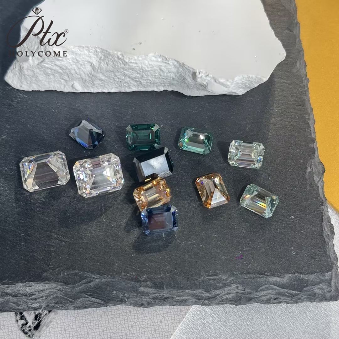 Brilliant Emerald Cut 0.2-10ct D Moissanite Loose Multiple Color VVS1 Gemstones