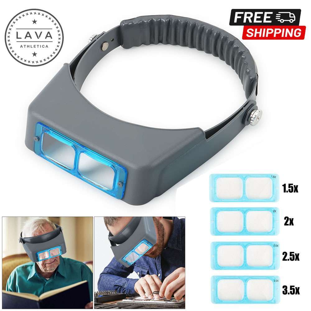 Headband Magnifier Head Magnifying Visor Glasses Jewelry Watch Repair w/ 4 Lens