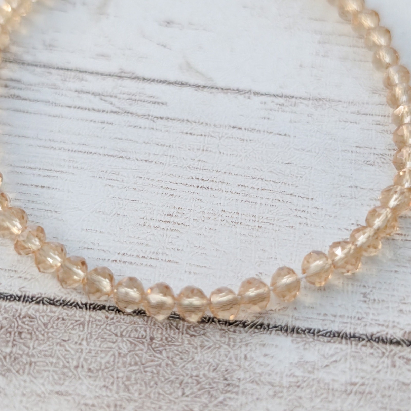 Beaded Clasp Bracelet with Extender – Very Light Dusky Amber Tone Shade