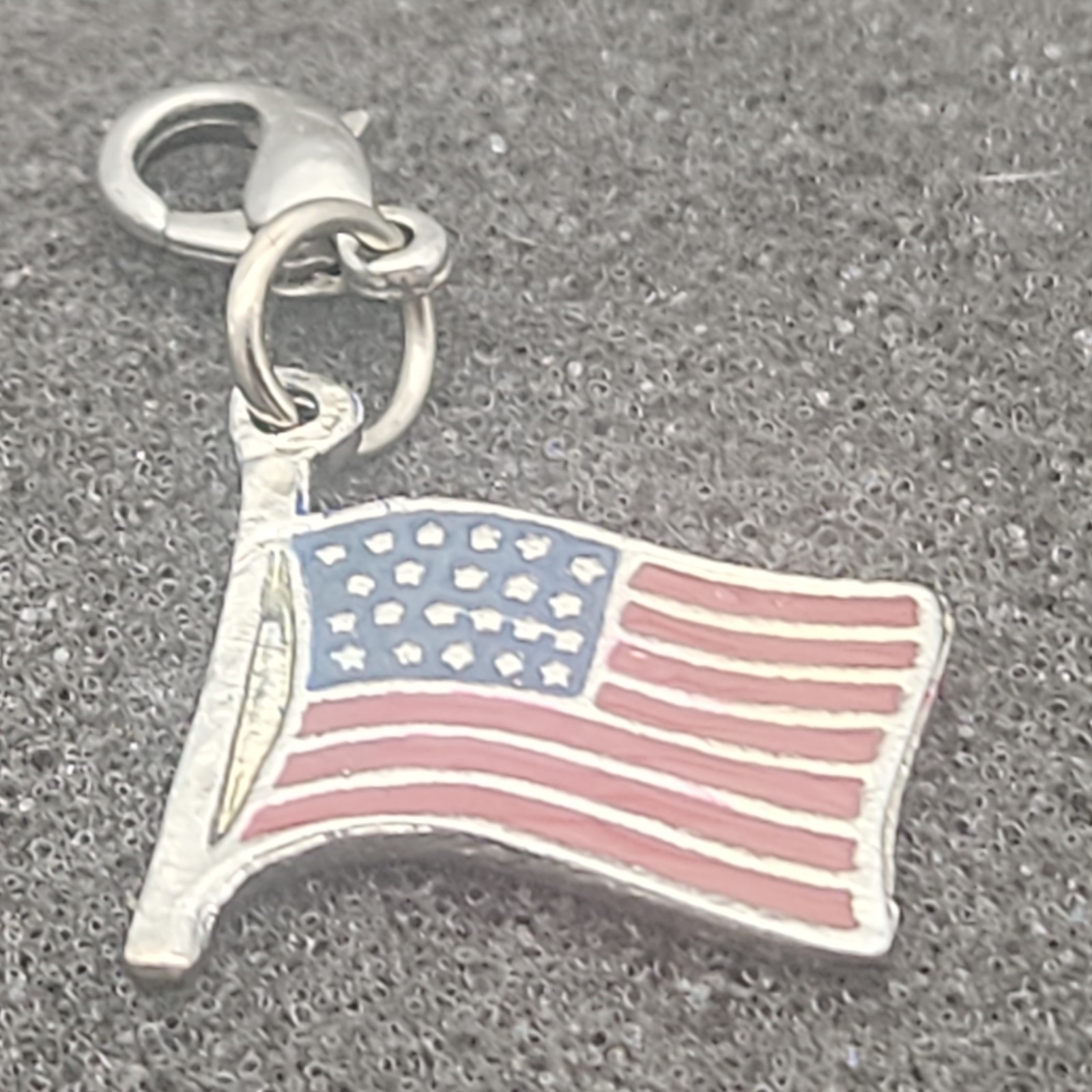 Pendant Silver Color United States US Flag Charm Colored Necklace Lobster Claw