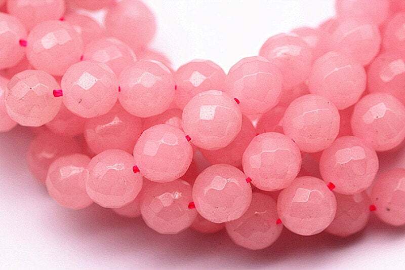 Natural Rose Quartz Faceted Round Beads 6mm 8mm 10mm 12mm 15.5″ Strand