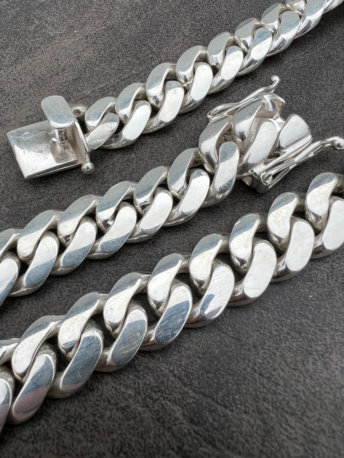 Real Handmade Tight Link Miami Cuban Chain Bracelet Or Necklace In 999 Silver