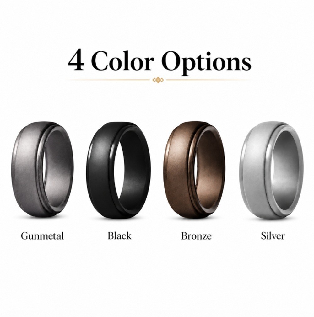 4-Pack Silicone Wedding Rings, Unisex Rubber Bands for Active Lifestyles & Sport