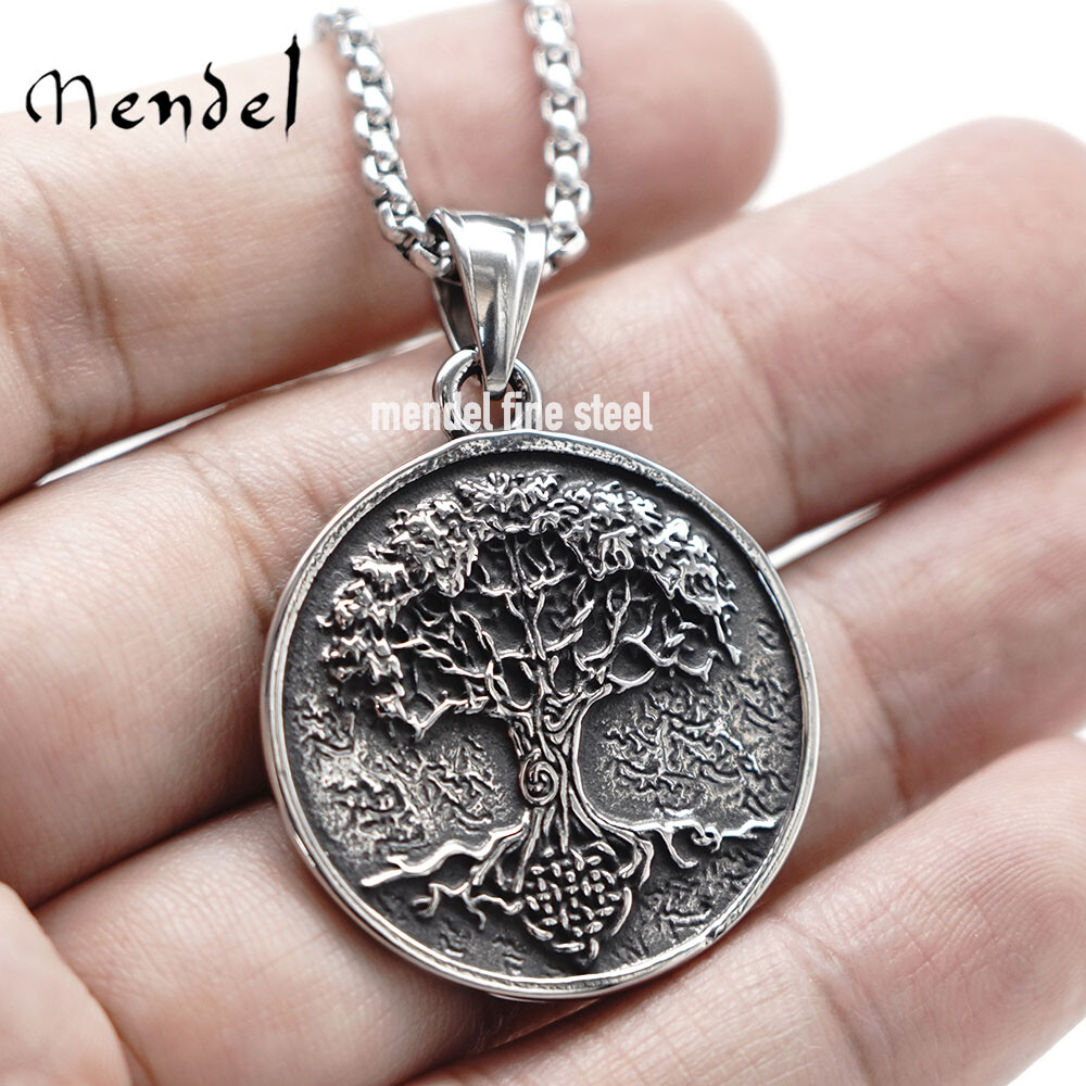 MENDEL Mens Womens Celtic Tree of Life Pendant Necklace Jewelry Set With Chain