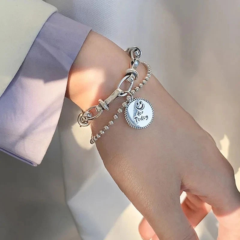 Solid 925 Sterling Silver Bracelet for Women | Vintage Handmade Simple Bangle