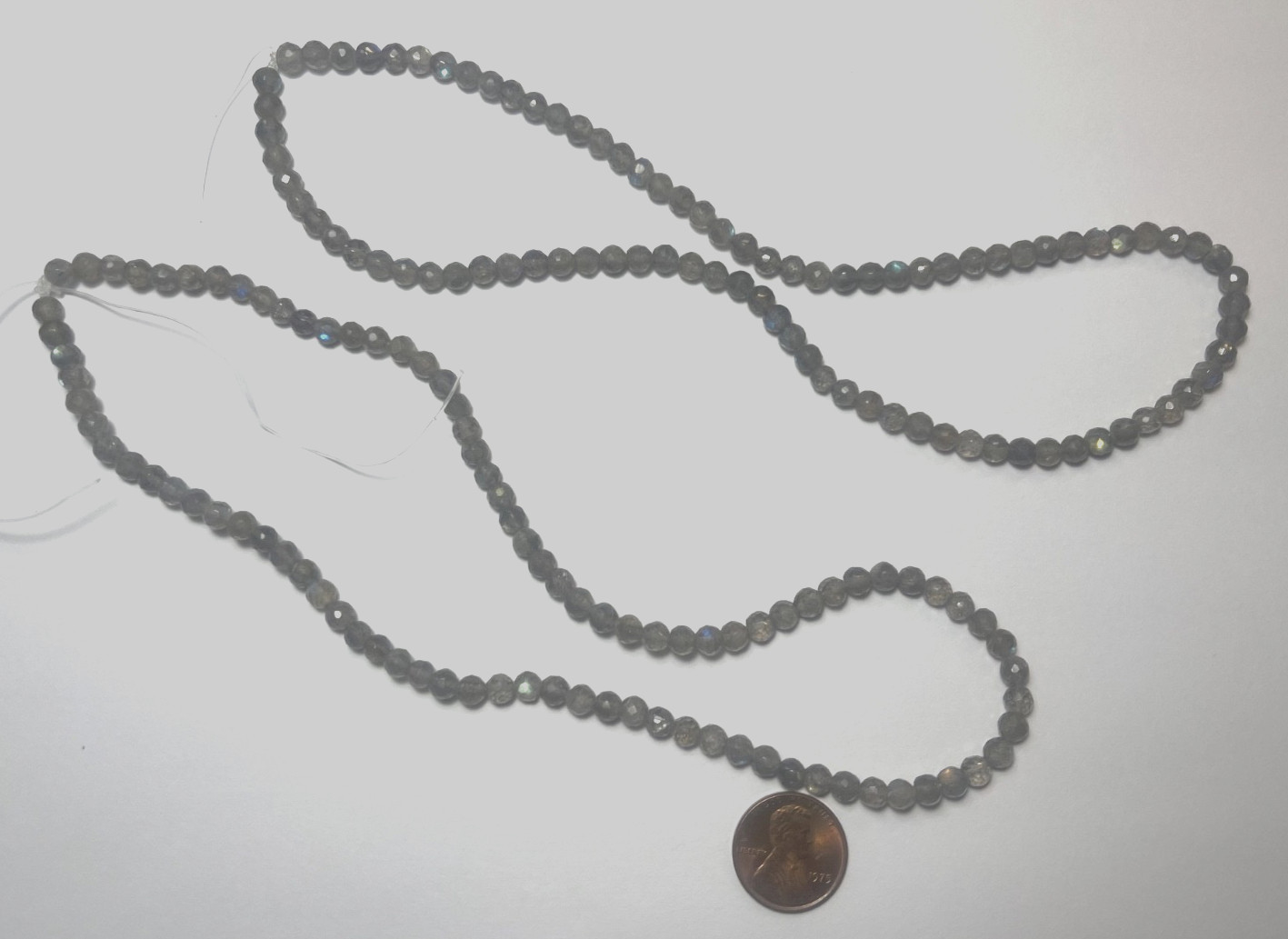 ONE NATURAL FACETED LABRADORITE 5 MM BEAD SRAND 16 ” BELOW WHOLESALE!!!