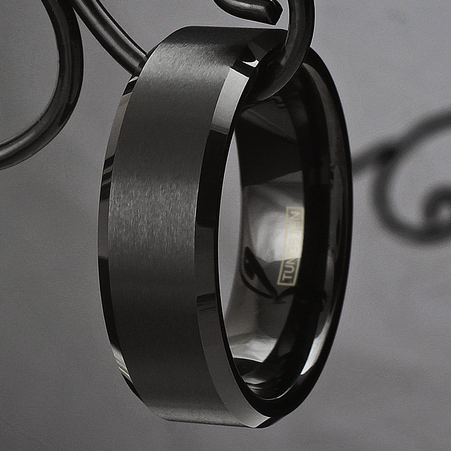 6/8mm Black Tungsten Carbide Men’s Brushed Wedding Band Ring Engraving Avail.