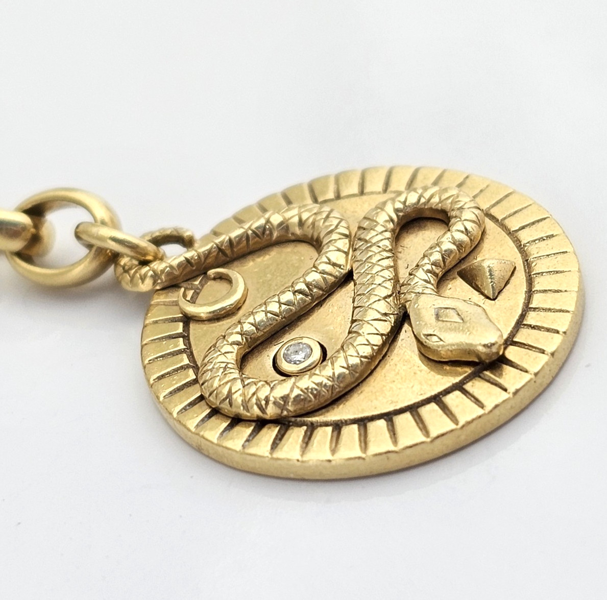 18K Gold FoundRae Wholeness Snake Medium Mixed Belcher Extension Necklace Pendan