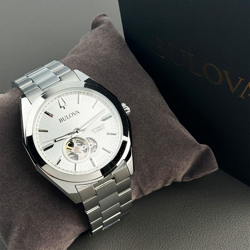 Bulova Surveyor Silver Tone Dial Automatic Men’s Watch 42 mm 96A274