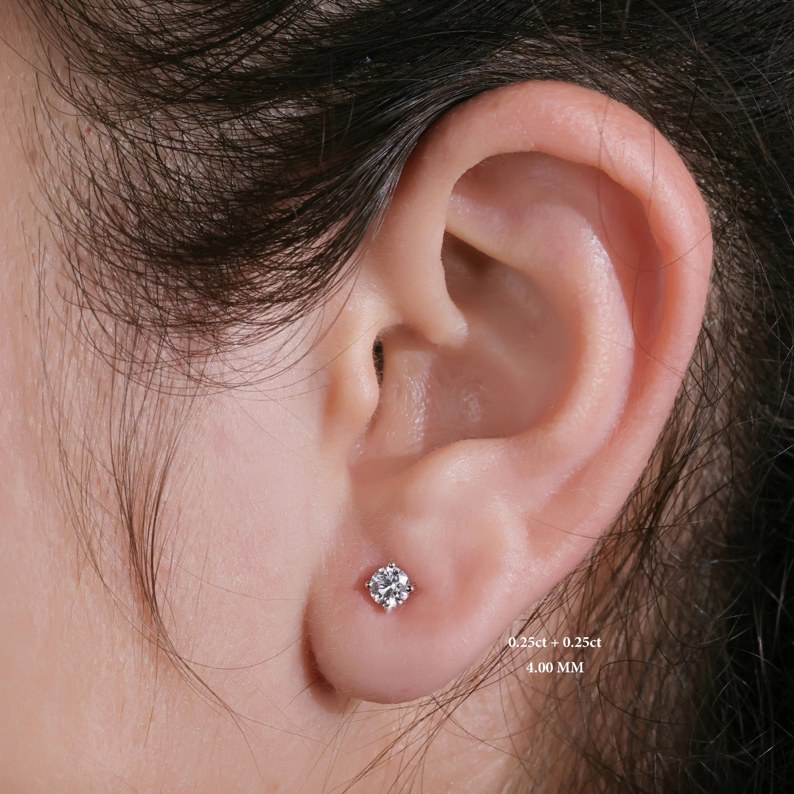 Lab Grown Diamond Stud Earrings 0.50-4CT VS E/F Color 14K Solid Gold for Gift