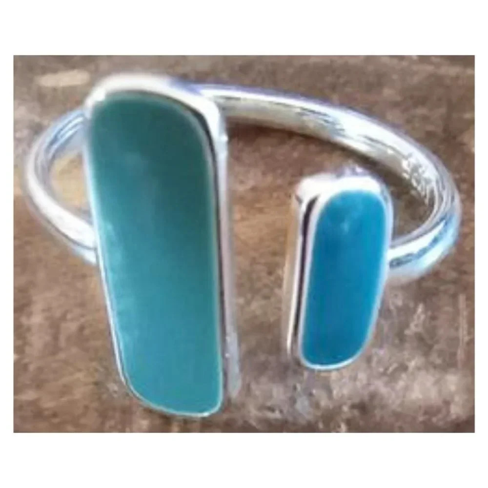 Blue Stone Stamped Sterling Silver Ring