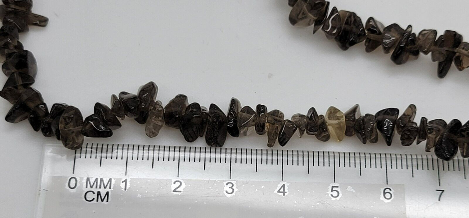 Smoky Quartz Chip Bead Strands about 32” long