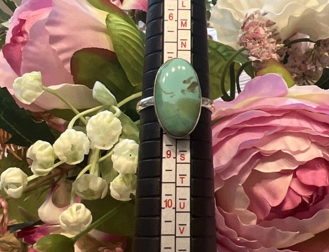 Genuine Royston Turquoise Ring Fine Sterling Silver Size 8