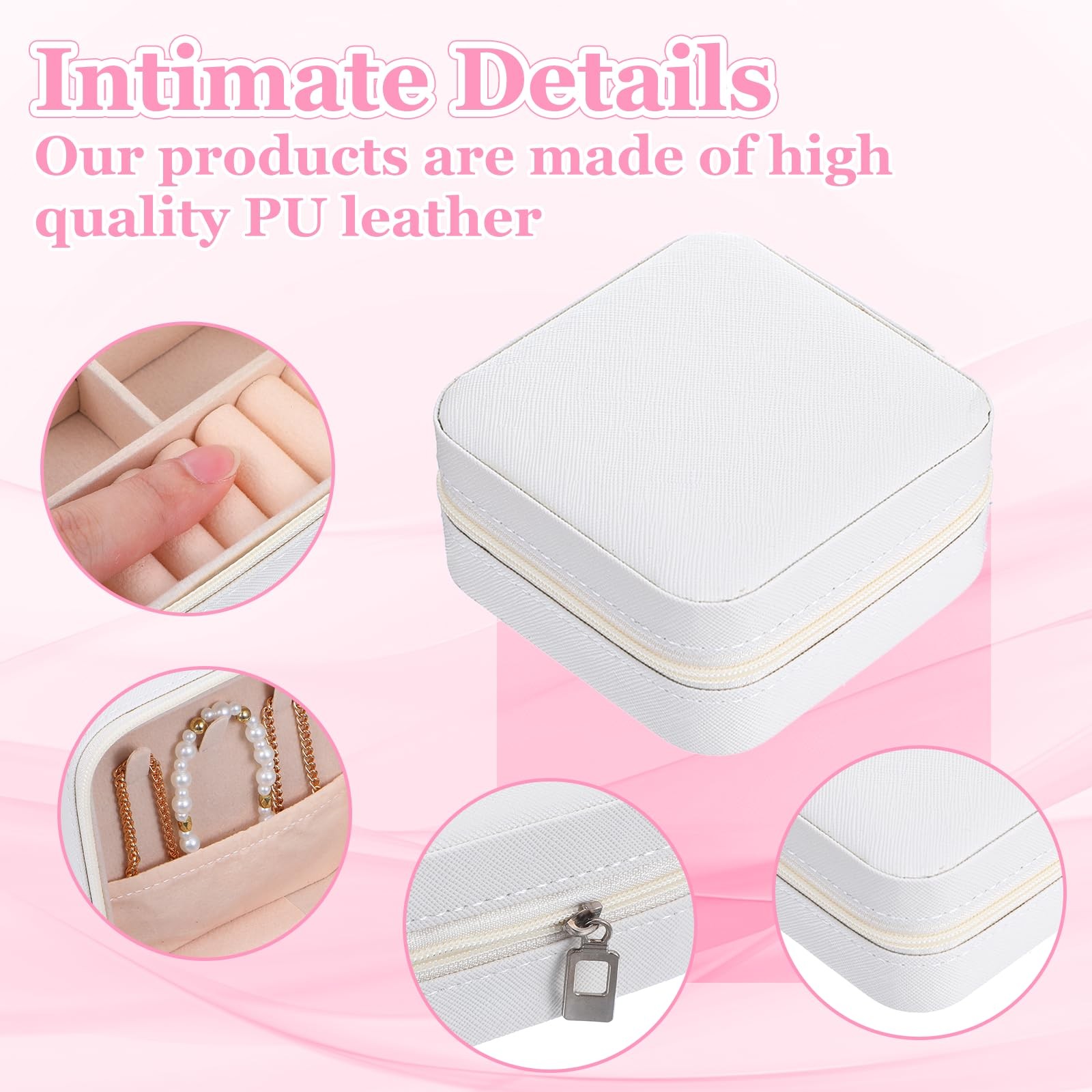 12pcs Mini Travel Jewelry Case,White Bridesmaids Proposal Small Jewelry Box M