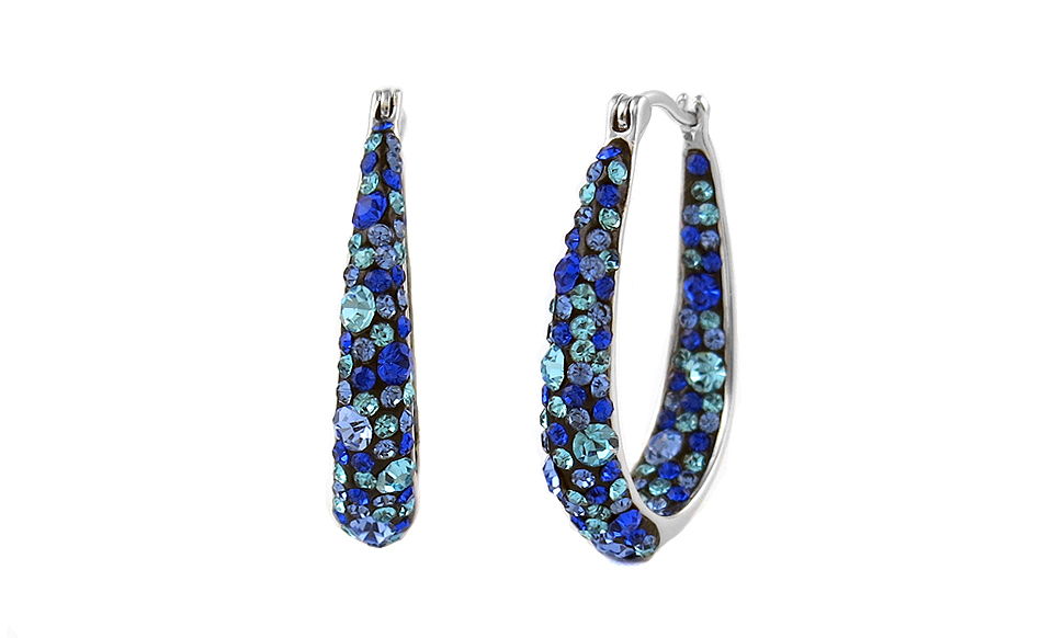 Women’s 18kt White Gold Inside Out Blue Hoop Earrings