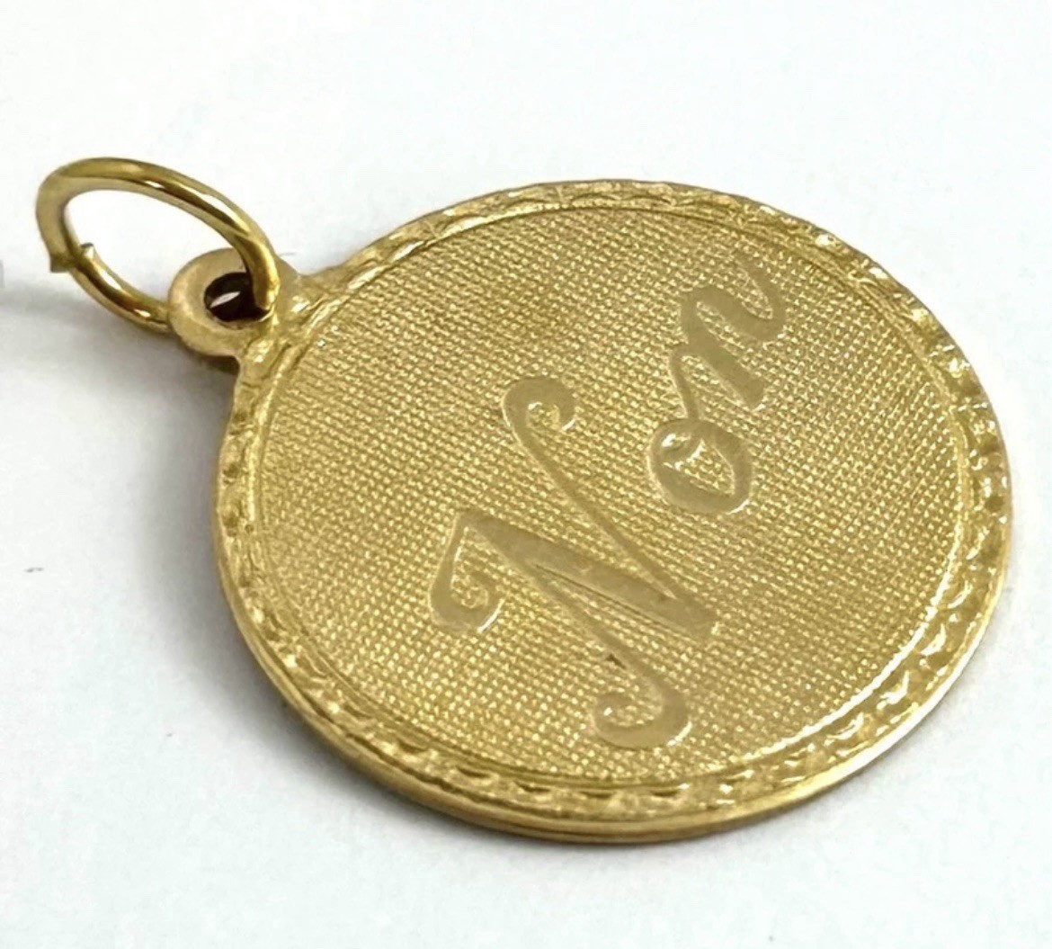 Vintage French Non Charm No Necklace Pendant Brass Metal Jewelry