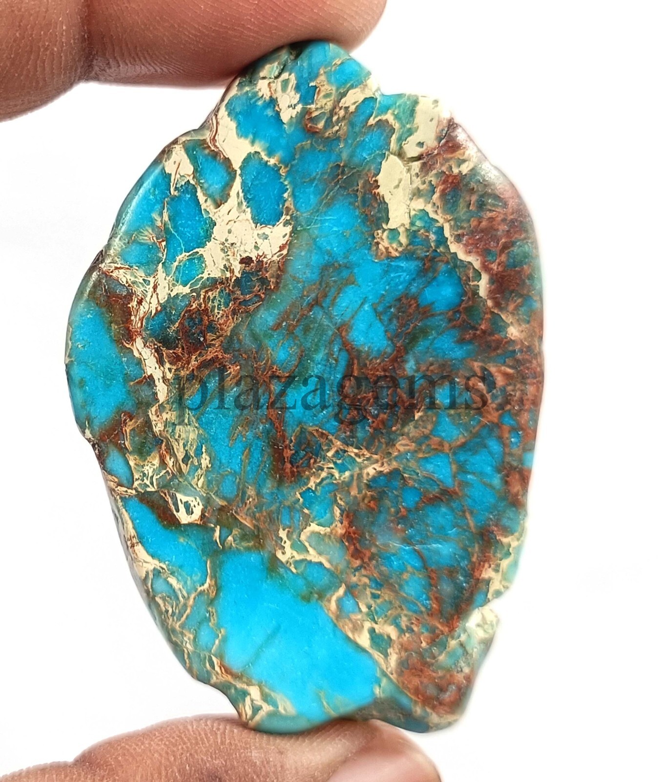40CT NATURAL BLUE TURQUOISE SLAB ROUGH CERTIFIED LOOSE GEMSTONE 5ARJ