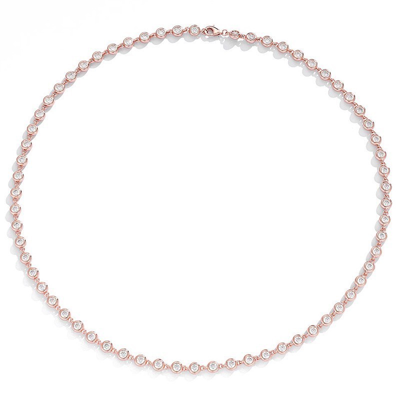 3-4mm Moissanite Tennis Chain Necklace 925 Sterling Silver Elegant Lady Jewelry