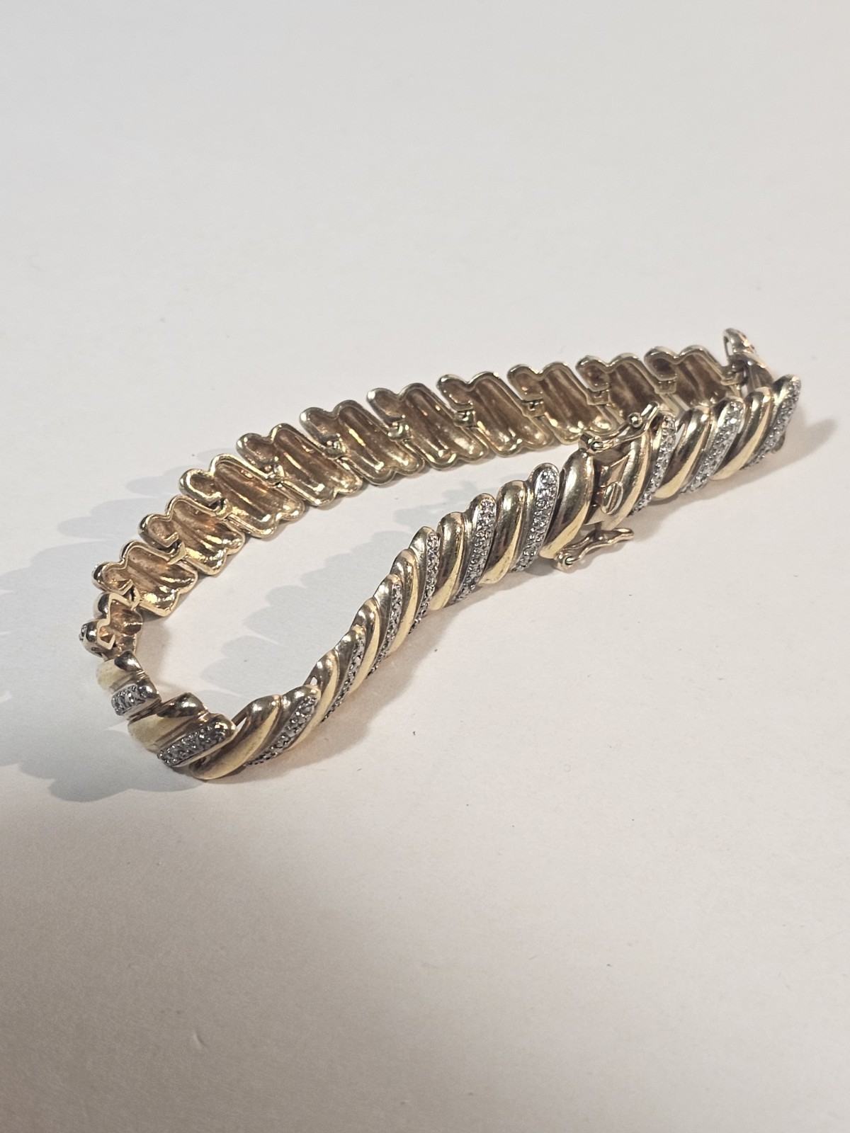 DAZZLING VERMEIL 925 STERLING TAPERED BAGUETTE CUBIC ZICORNIA TENNIS BRACELET 8″
