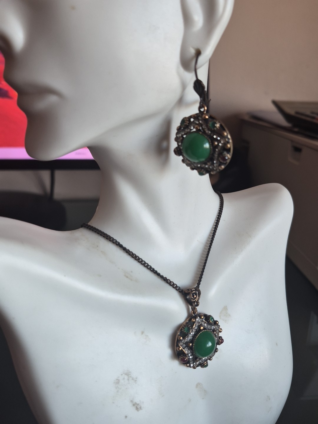 Turkish Emerald Ruby Zircon 2pc Set