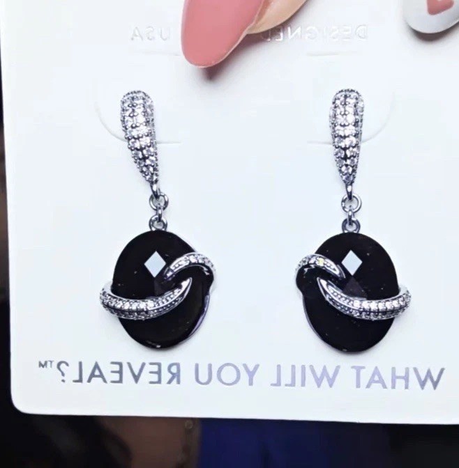 Bomb Party The Obsidia Drops Earrings on Hematite SEE DESCRIPTION