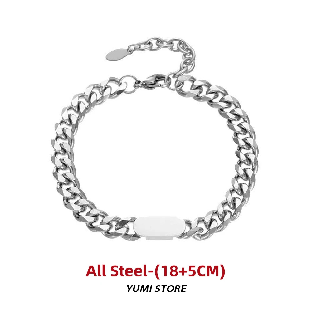 Hip Hop Cuban Square Necklace For Man Woman Non Fading Titanium Steel Clavicle C