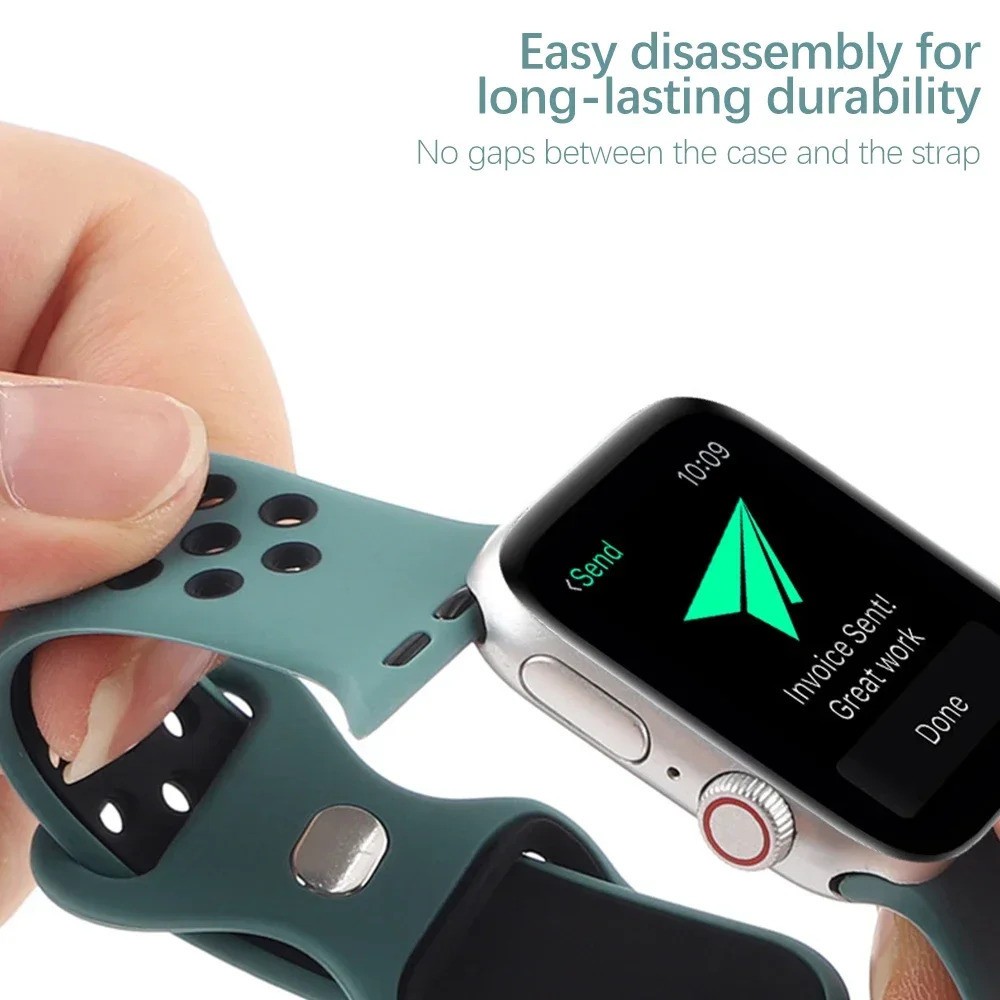 Sport Silicone Band for Apple Watch 11 10 9 8 7 Ultra 3 SE 41/42/44/45/46/49mm
