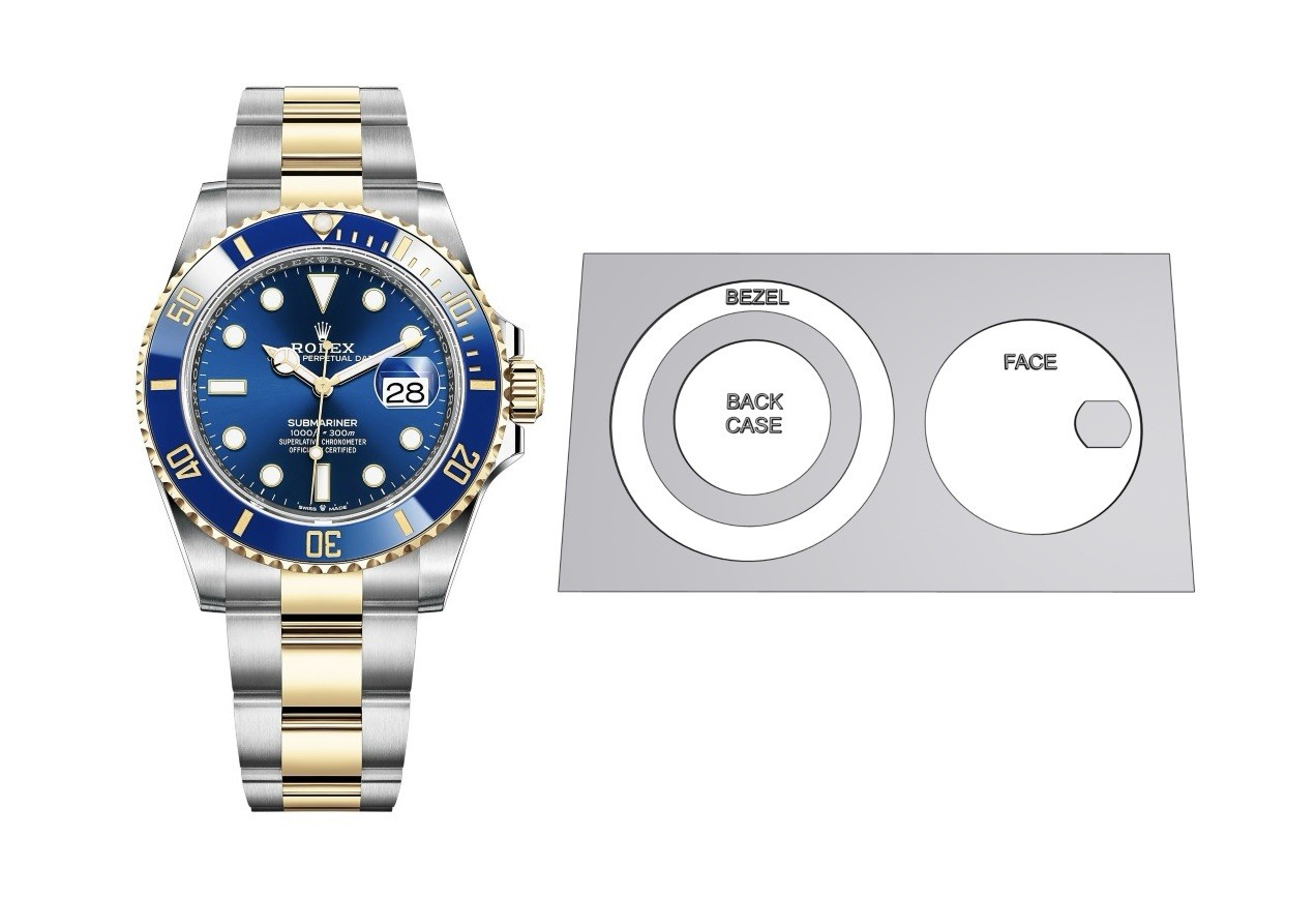 Face & Bezel Film Protection Kit Rolex Submariner Steel/Gold 41 Nov2020-now X2