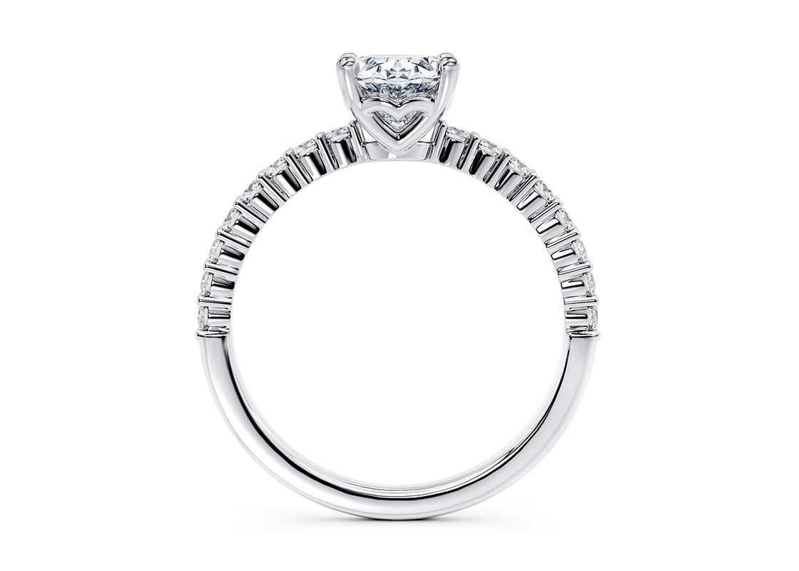 Lab Grown 8×10 mm Oval Diamond Solitaire Pavé Band Engagement Sterling Silver