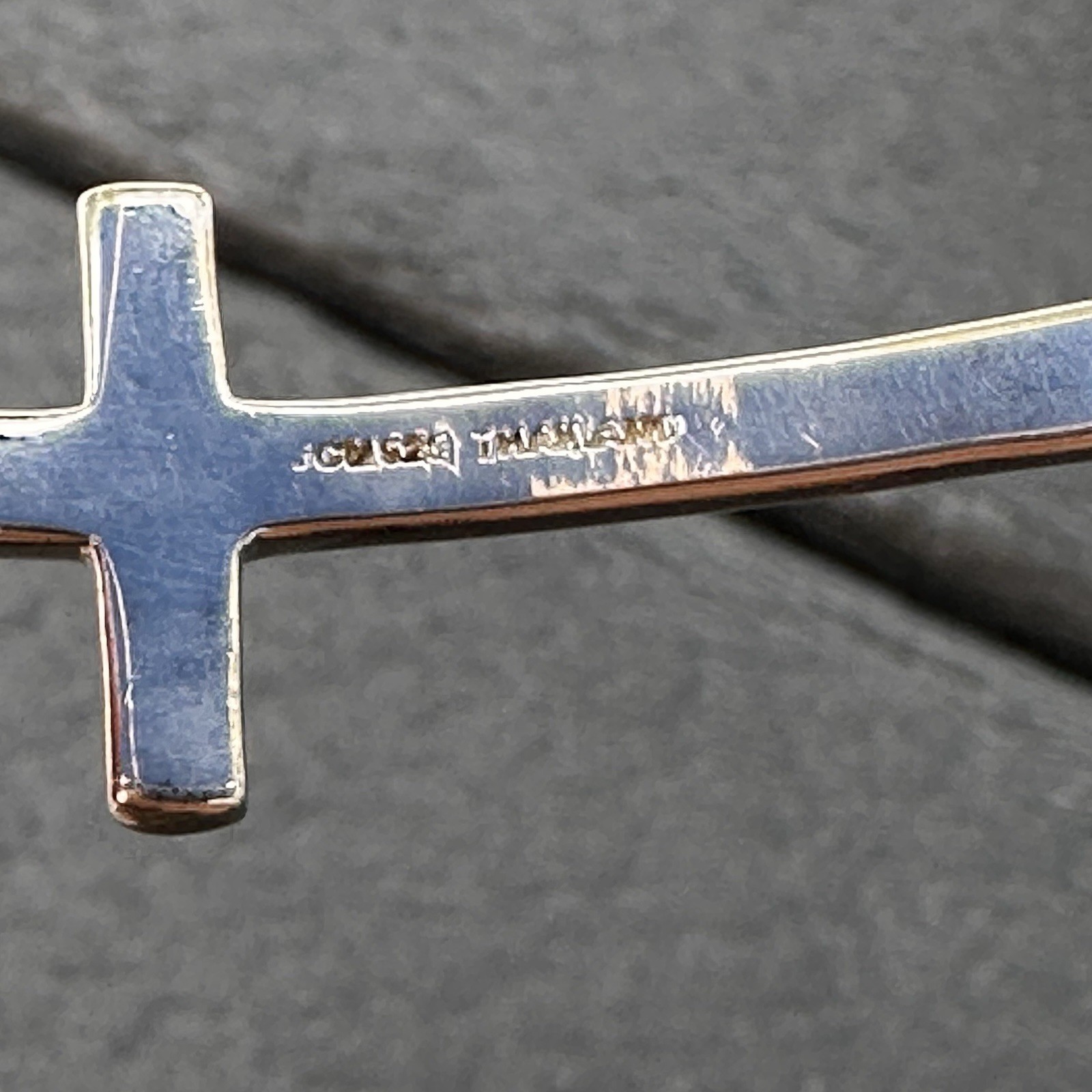 Sterling Silver 925 Holy Cross Bracelet Bangle Size 7 Signed JCM Thailand