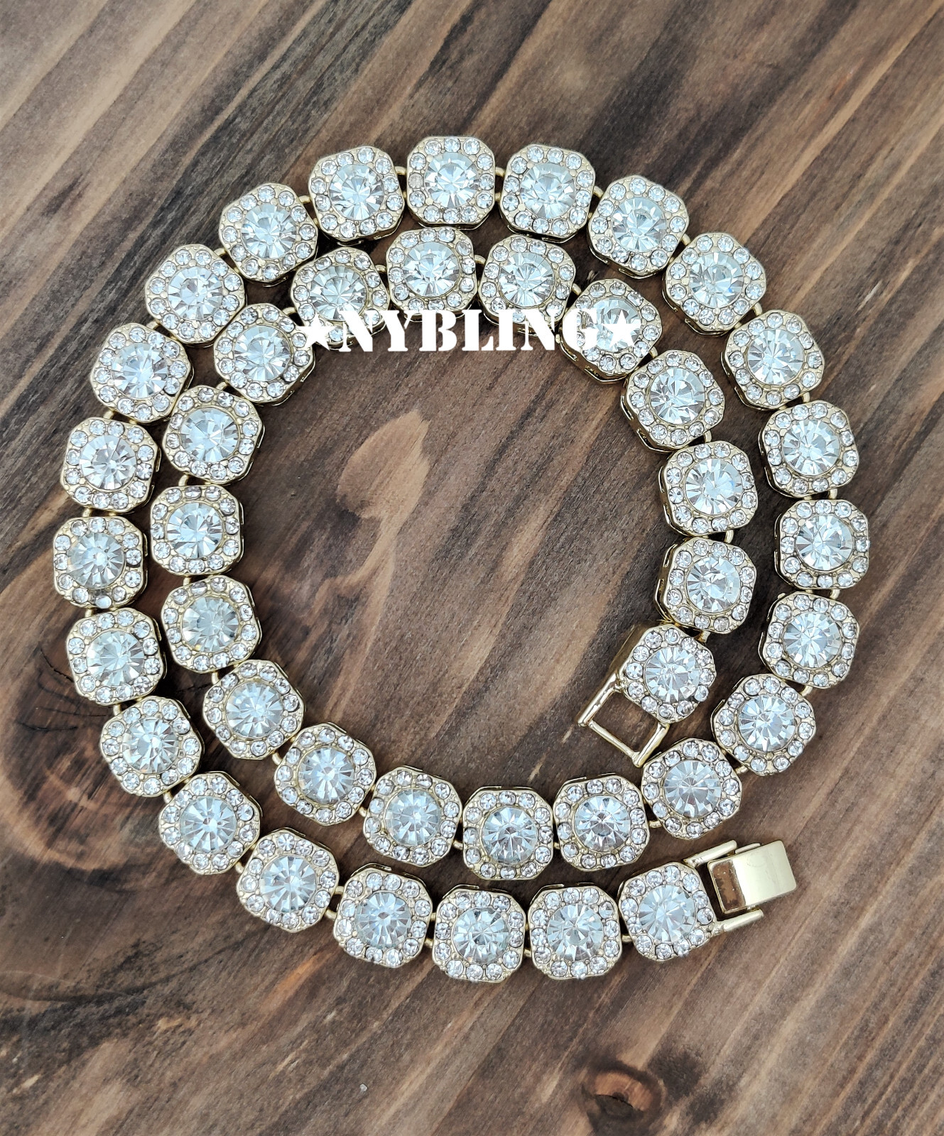 Iced Baguette Cluster Tennis Chain Necklace Plated CZ Fashion Hip Hop Jewelry