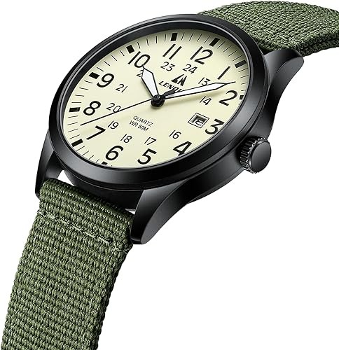 Mens Watches Unisex Military Sport Nylon Strap Stylish Luminous Fashion Analog Q