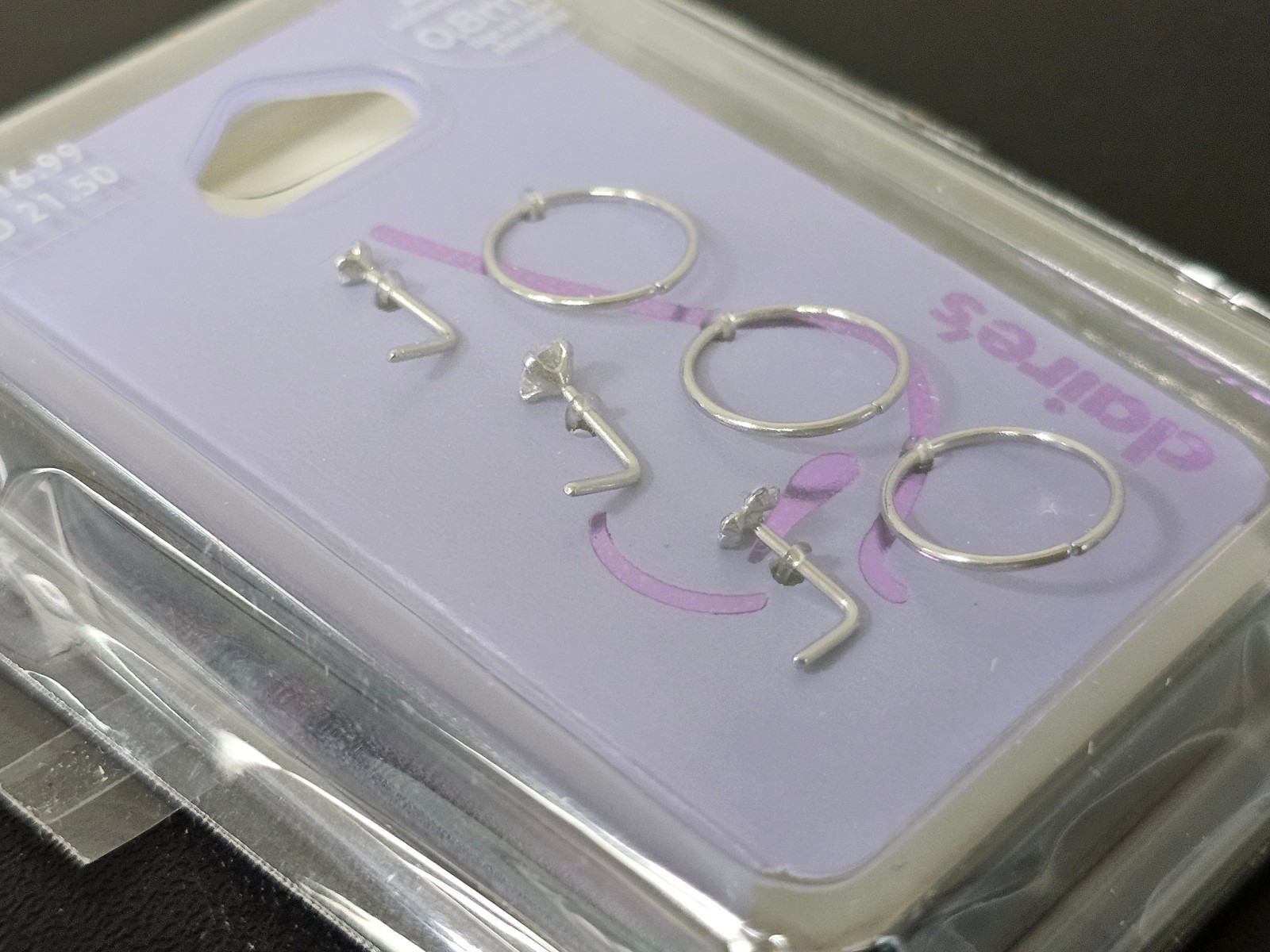 Claire’s 22G 0.7mm Sterling Silver & 20G 0.8mm Steel – 15 Nose Rings & Studs NEW